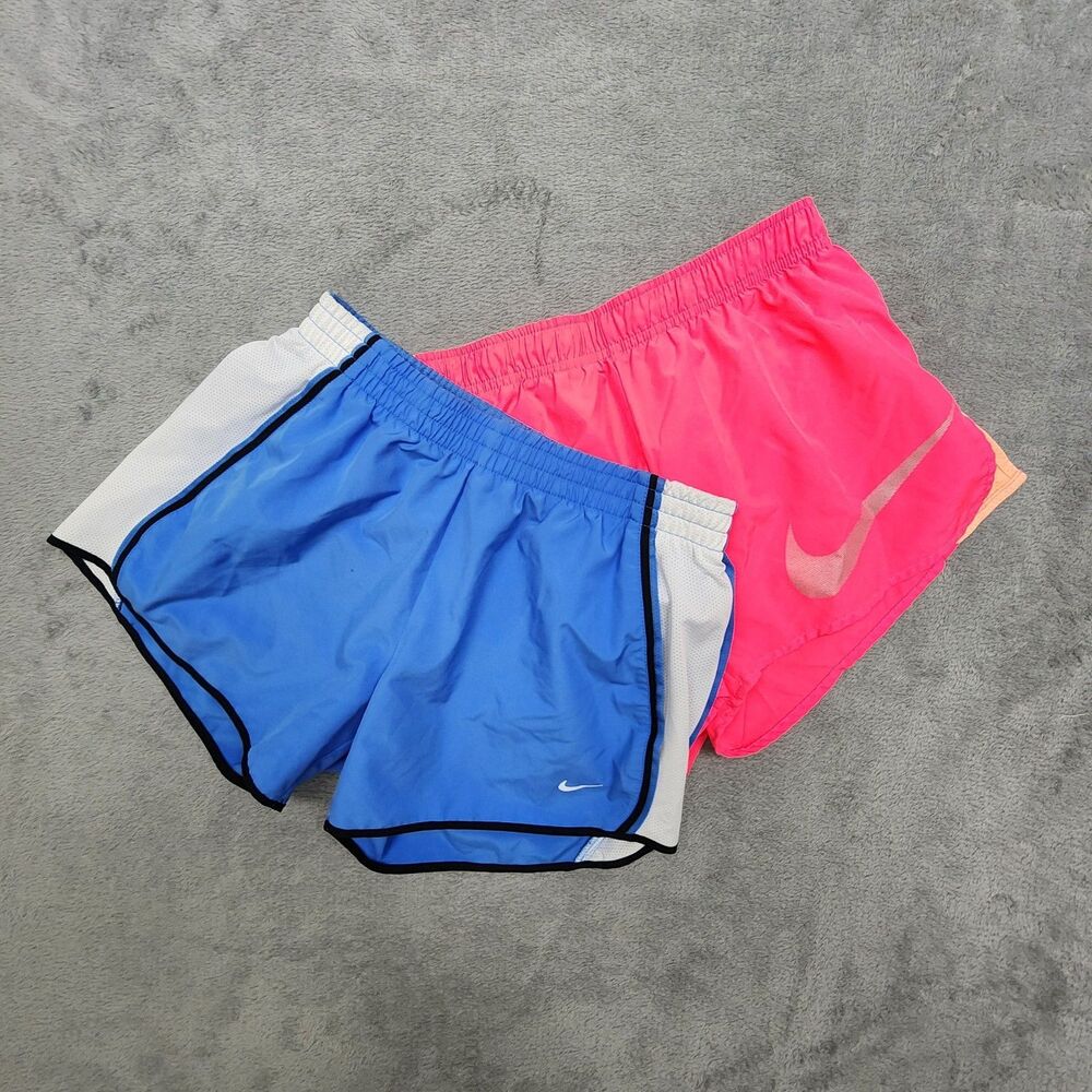 Nike Womens S Shorts Lot 2 Blue Pink 3 Inseam Running Athletic Gym Dri Fit